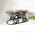 Dog Pet Feeding Bowl with Metal Holder